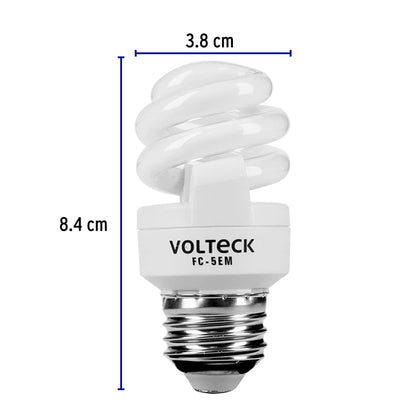 Lámpara espiral mini T2 5 W luz cálida en blíster, Volteck FC-5EM 48201 MM0