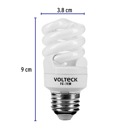 Lámpara espiral mini T2 7 W luz cálida en blíster, Volteck FC-7EM 48203 MM0