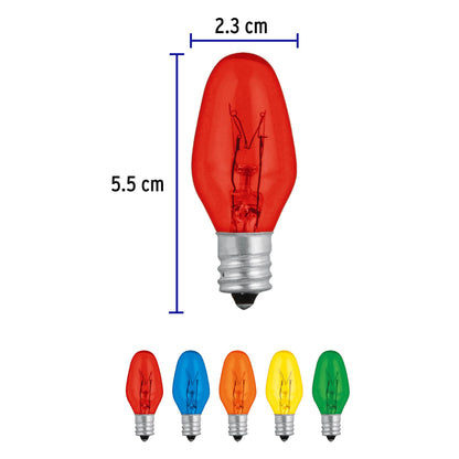 Caja con 50 focos incandescentes de colores base E12 7.5W FI-50C 46822 MM00