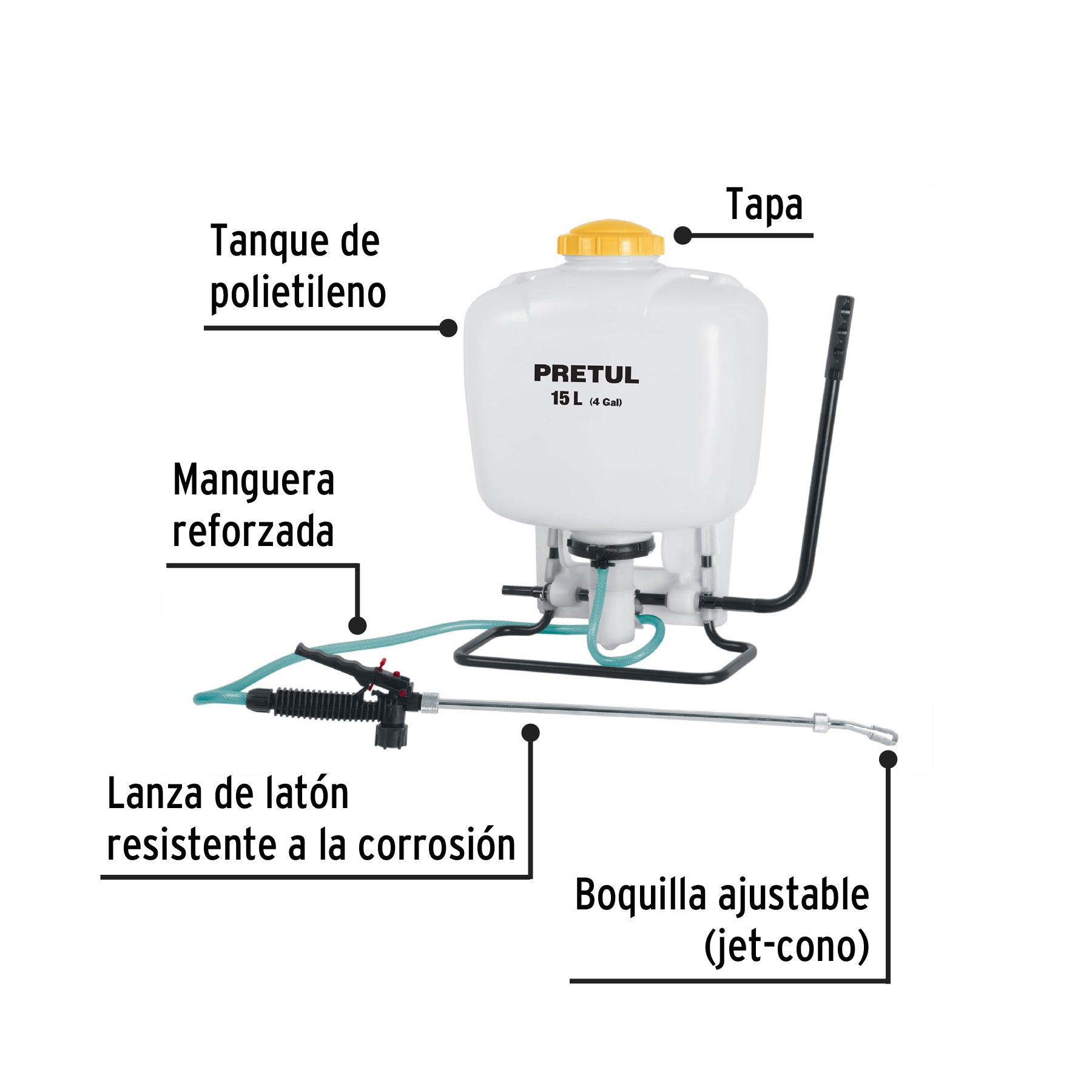 Fumigador de 15 L manual de mochila, Pretul FM-15P 24583 MM0