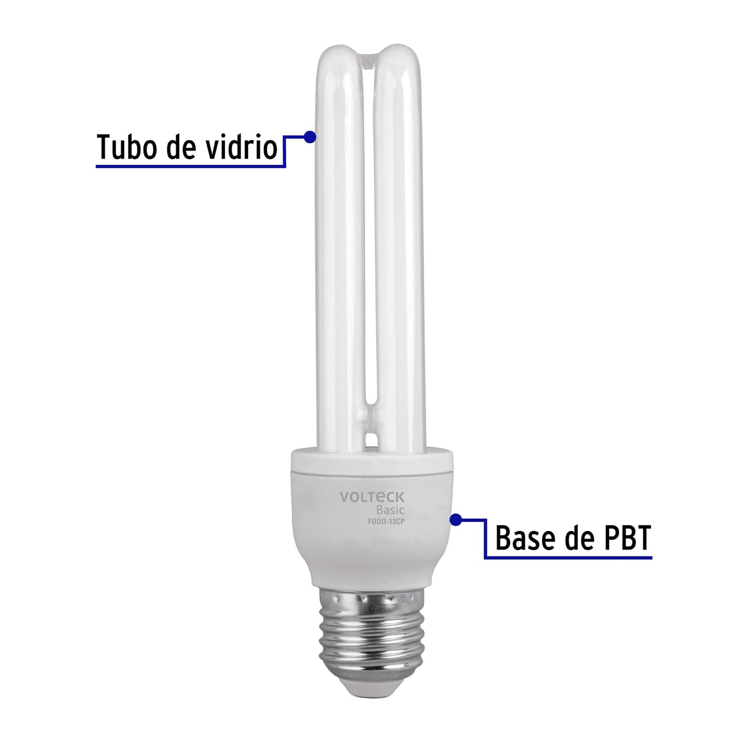 Lámpara doble T4 13 W luz de día en caja, Volteck FODO-13CP 20100 MM1