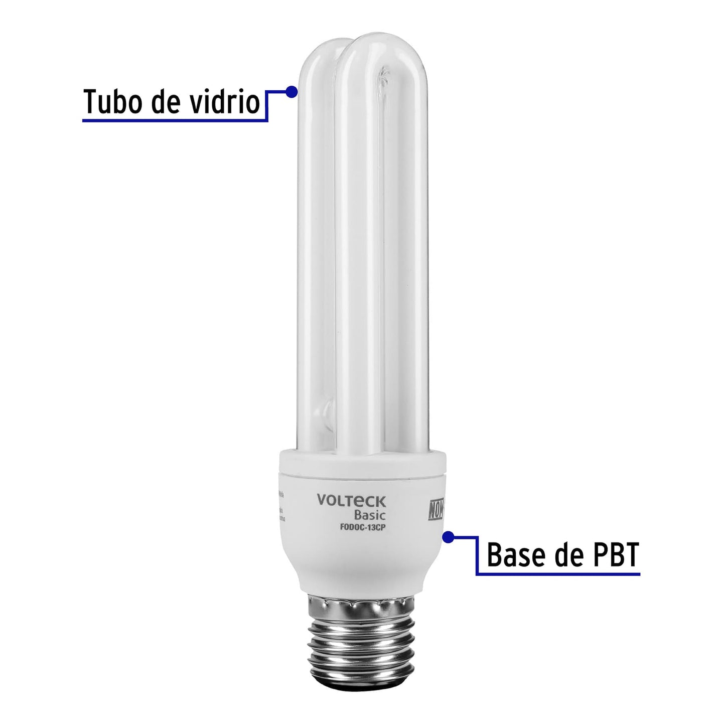 Lámpara doble T4 13 W luz cálida en caja, Volteck FODOC-13CP 20110 MM1