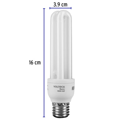 Lámpara doble T4 13 W luz cálida en caja, Volteck FODOC-13CP 20110 MM1