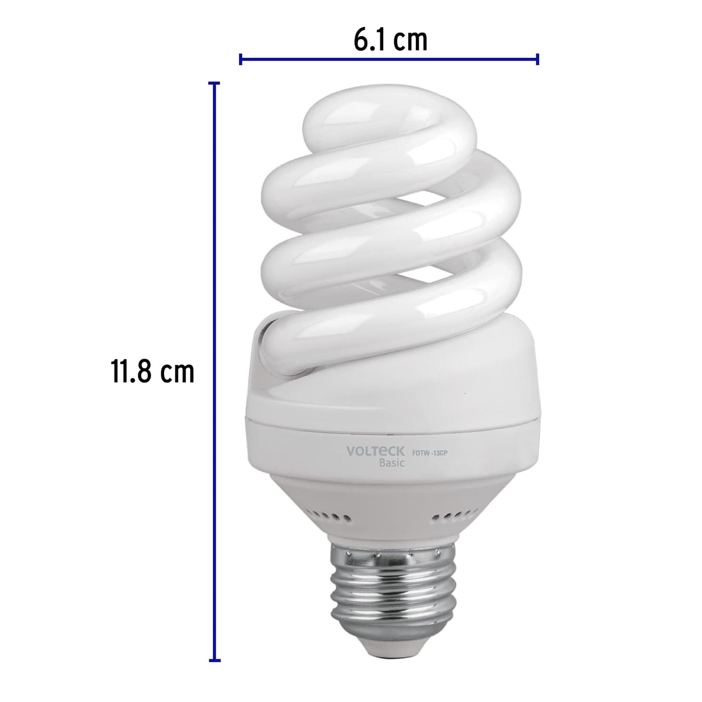 Lámpara espiral T4 13 W luz de día en caja, Volteck FOTW-13CP 26105 MM1