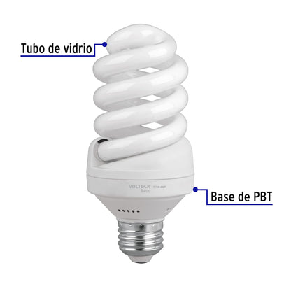 Pack de 4 lámparas espiral T4 20 W luz de día, caja, Volteck FOTW-20CPX4 28026 MM1