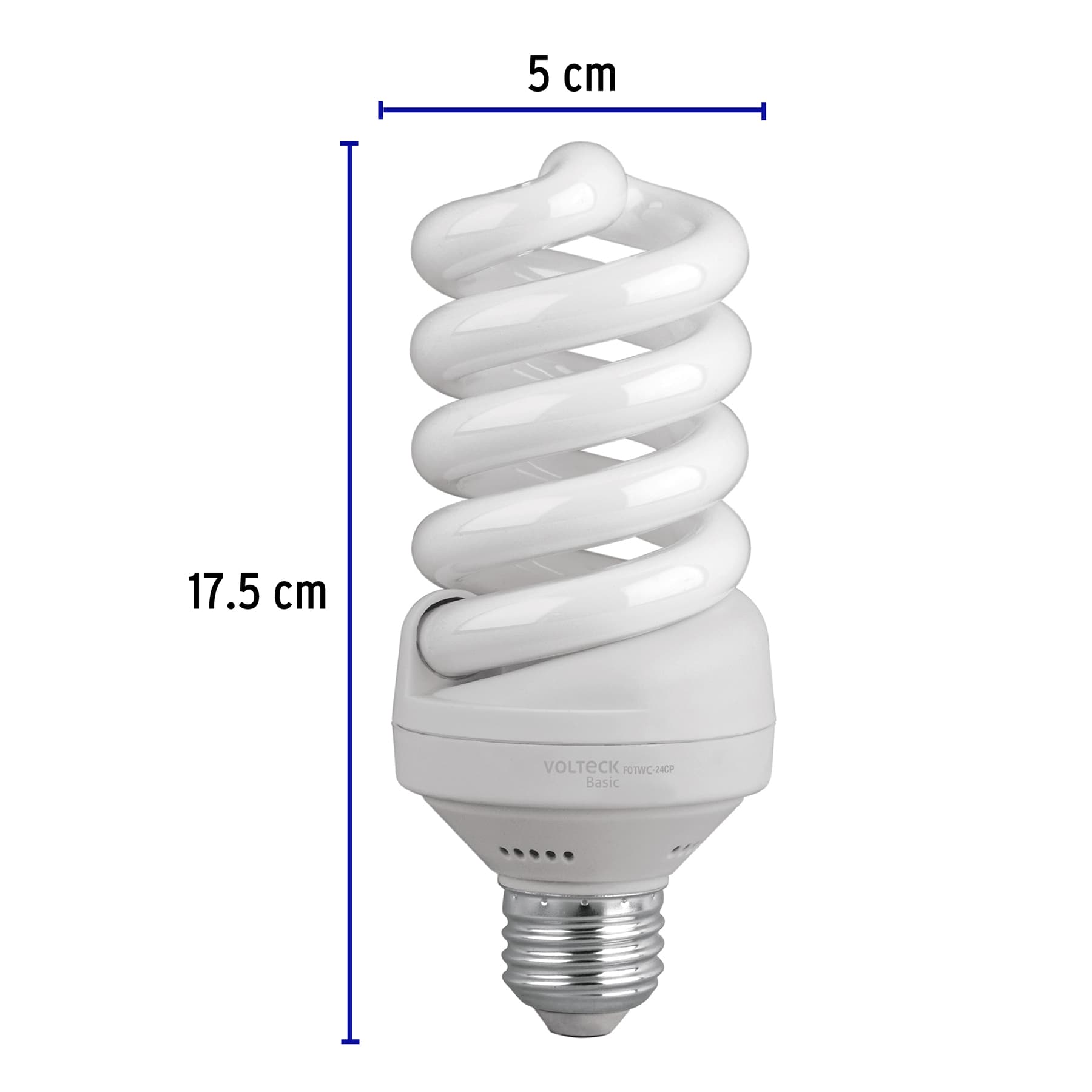 Lámpara espiral T4 24 W luz cálida en caja, Volteck FOTWC-24CP 26111 MM1