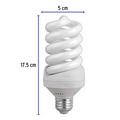 Lámpara espiral T4 24 W luz cálida en caja, Volteck FOTWC-24CP 26111 MM1