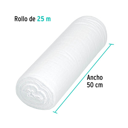 Rollo de 25 m de franela blanca de algodón, Klintek FRA-25B  56023 MM1