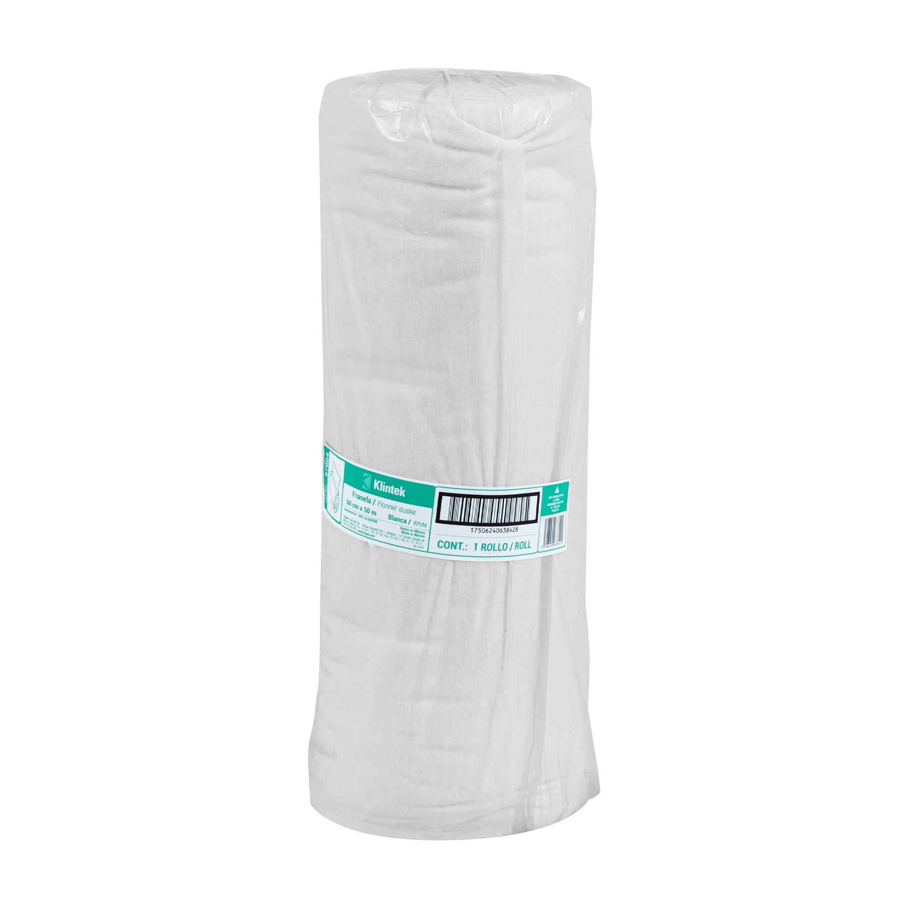 Rollo de 50 m de franela blanca de algodón, Klintek FRA-50B 57004 MM1