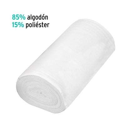 Rollo de 50 m de franela blanca de algodón, Klintek FRA-50B 57004 MM1