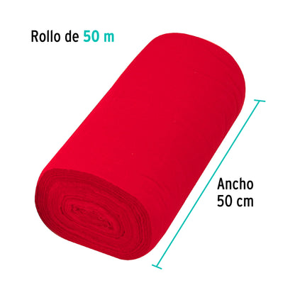 Rollo de 50 m de franela roja de algodón, Klintek FRA-50R 57002 MM1