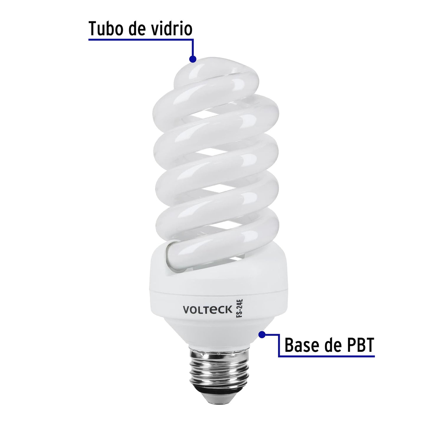 Lámpara espiral T4 24 W luz neutra en blíster, Volteck FS-24E 46835 MM0