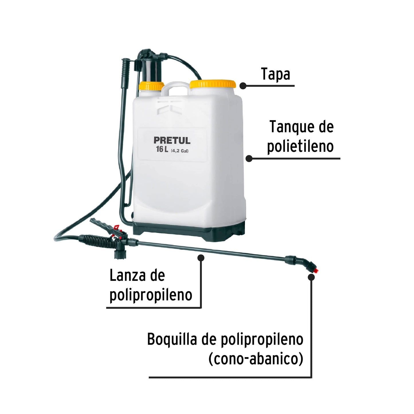 Fumigador de 16 L manual de mochila, Pretul FUM-16P 24584 MM0