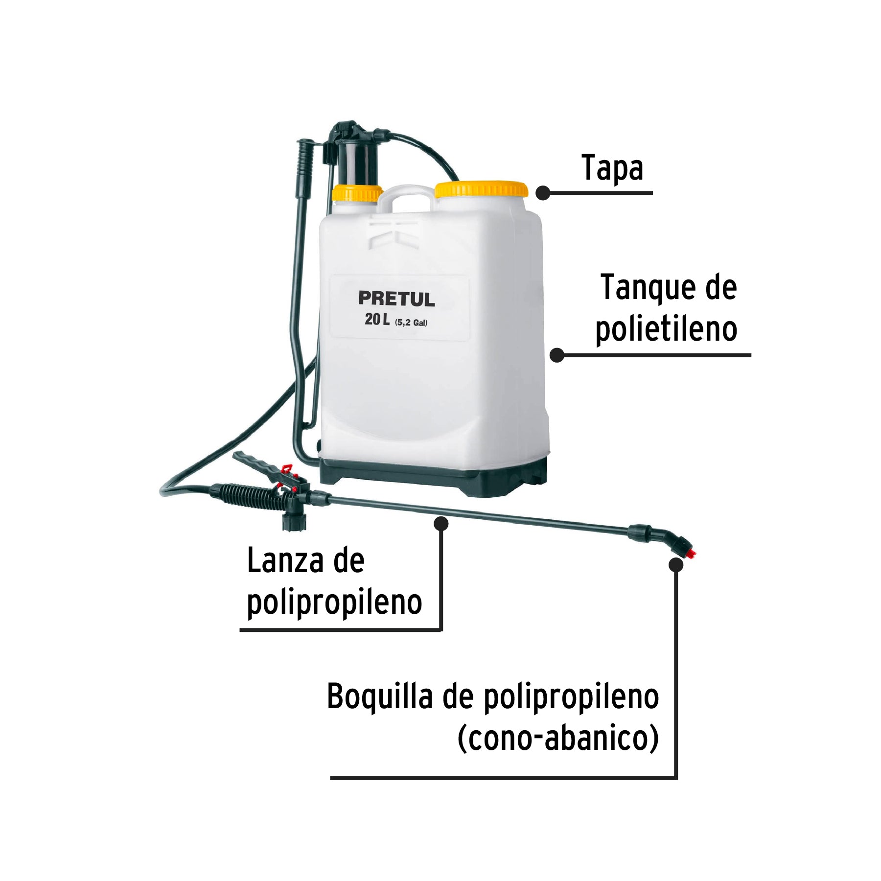 Fumigador de 20 L manual de mochila, Pretul FUM-20P 24588 MM0