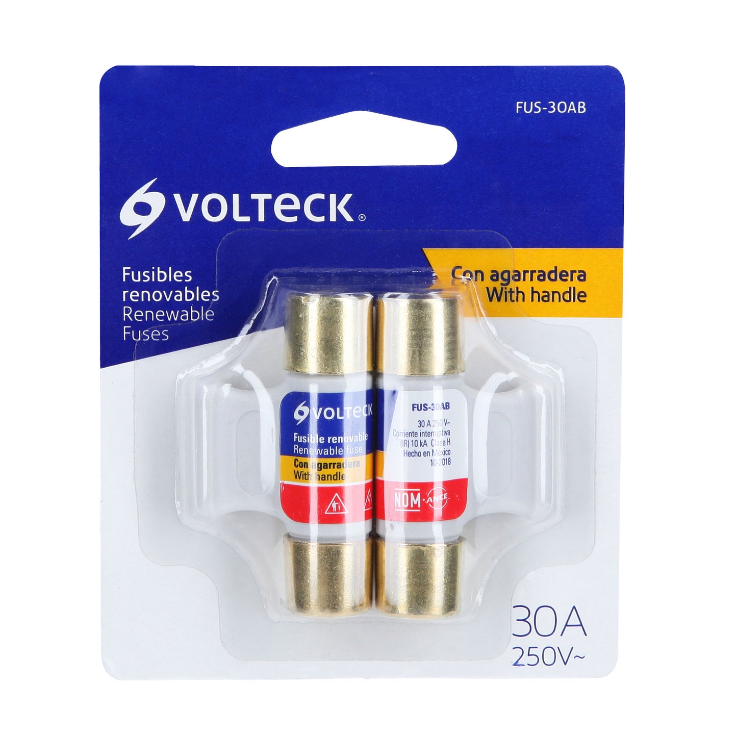 Blíster con 2 fusibles 30A con agarradera, Volteck FUS-30AB 47294 MM1