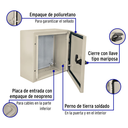 Gabinete metálico, 300 x 300 mm, Volteck GAME-3030 46382 MM00