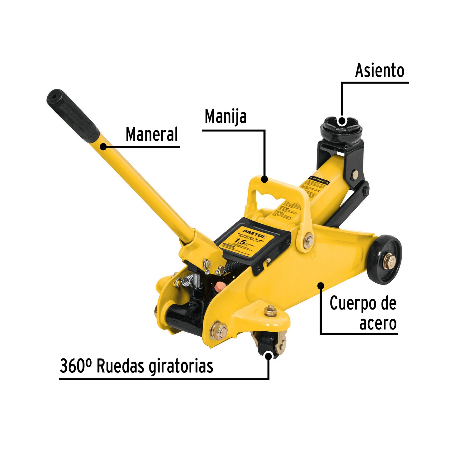 Gato hidráulico de patín 1.5t, 32 movimientos, Pretul GAPA-2P 22070 MM1