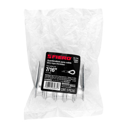 Bolsa con 5 guardacabos para cable de acero de 7/16', Fiero GC-7/16 49917 MM00