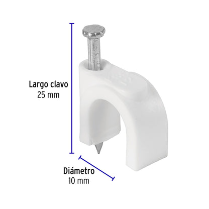 Bolsa con 20 grapas blancas de 10 mm para cable redondo GCU-10B 48274 MM00