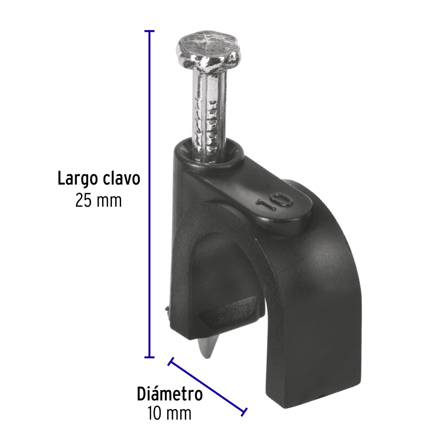 Bolsa con 20 grapas negras de 10 mm para cable redondo GCU-10N 48282 MM00