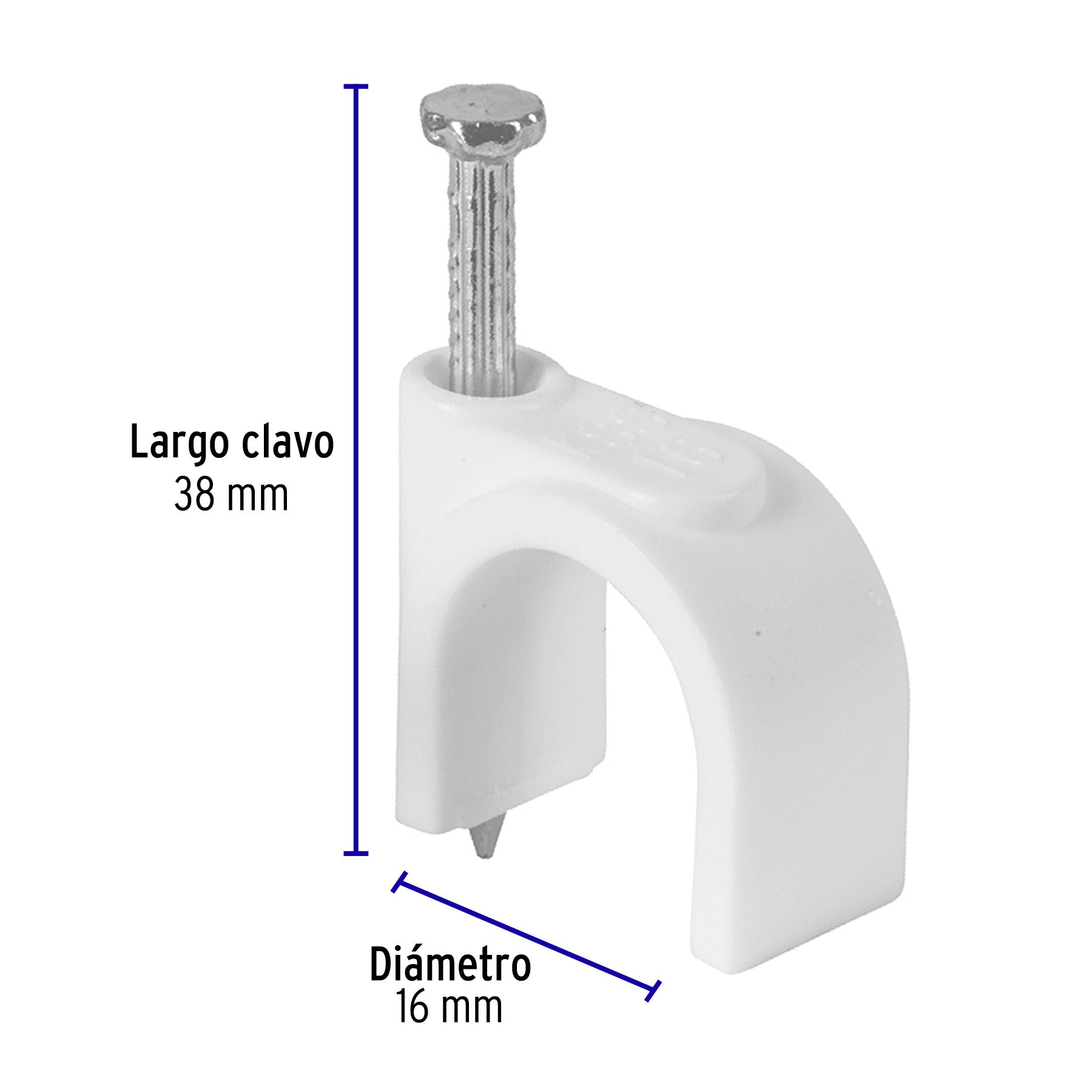 Bolsa con 20 grapas blancas de 16 mm para cable redondo GCU-16B 48276 MM00