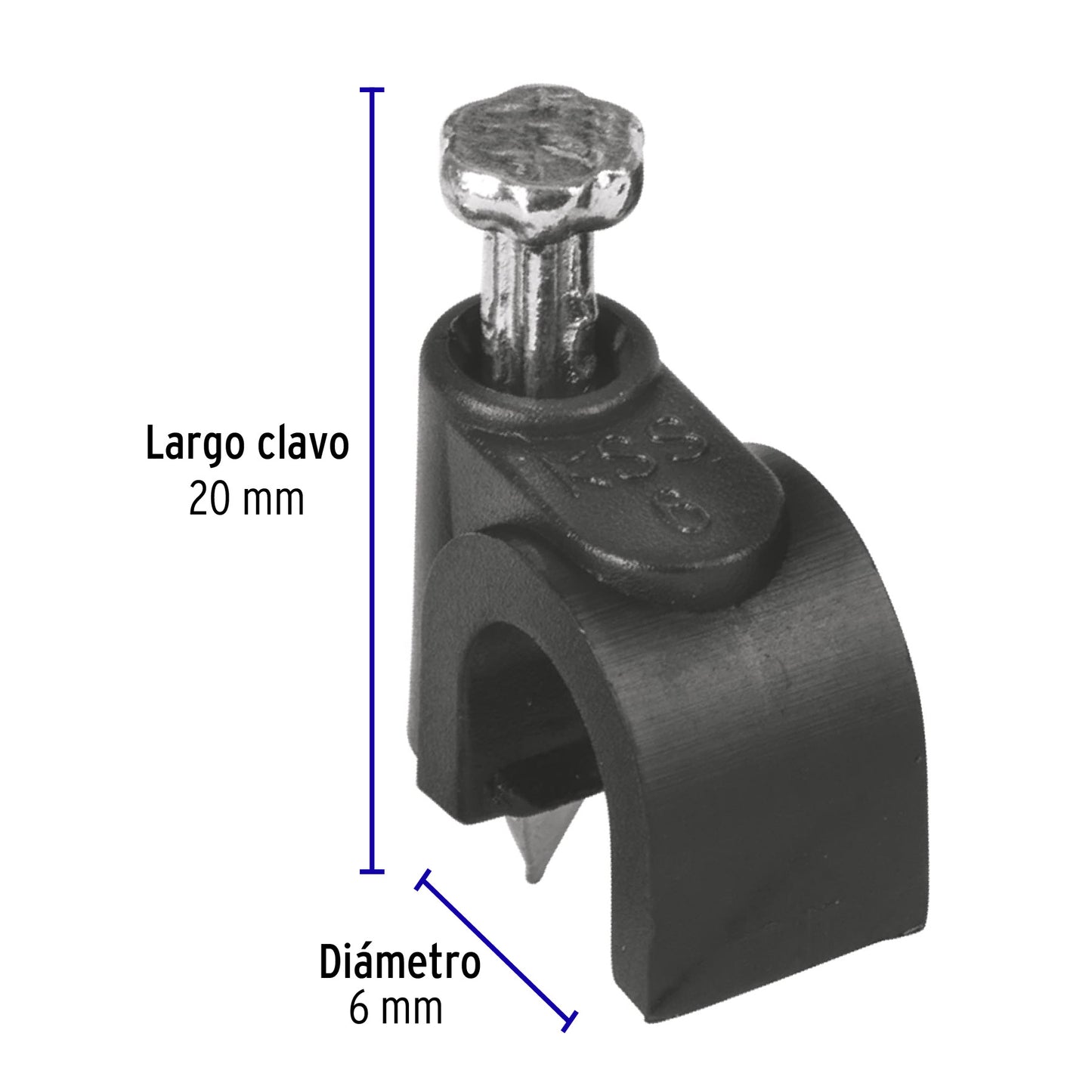 Bolsa con 20 grapas negras de 6 mm para cable redondo GCU-6N 48270 MM00