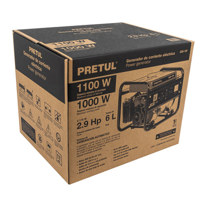 Generador portátil 1.1 kW motor a gasolina, Pretul GEN-10P 26033 MM1