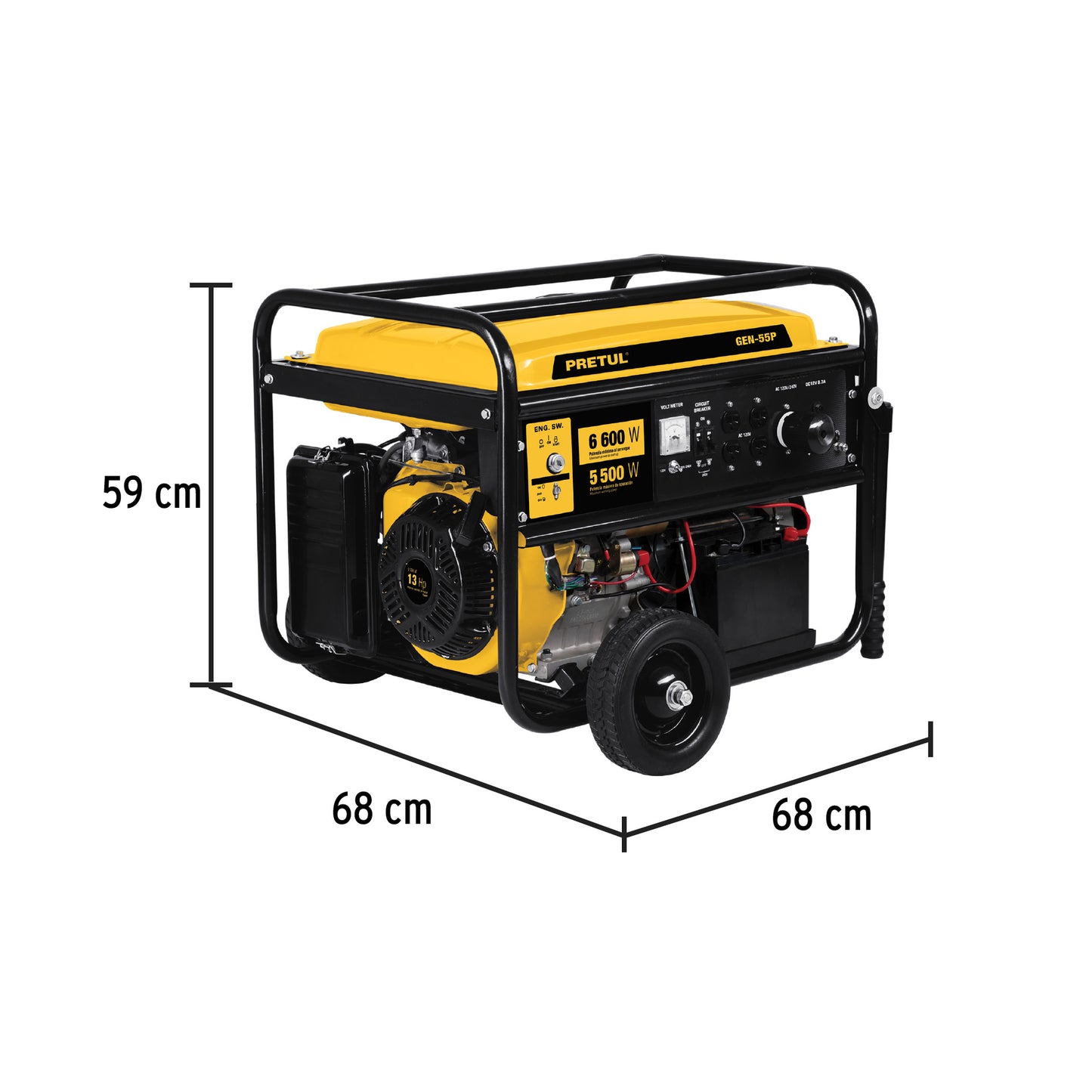 Generador portátil 6.6 kW motor a gasolina, Pretul GEN-55P 26035 MM1