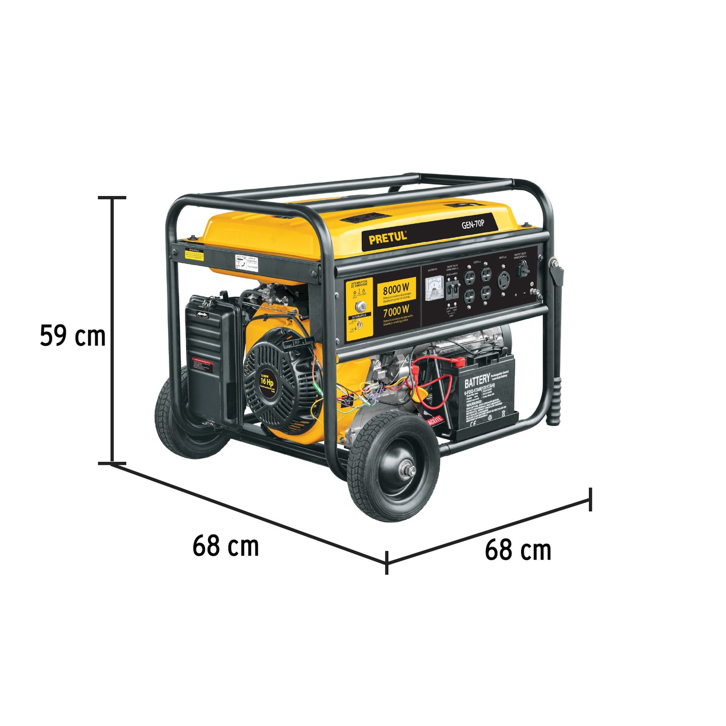 Generador portátil 8 kW motor a gasolina, Pretul GEN-70P 26036 MM1