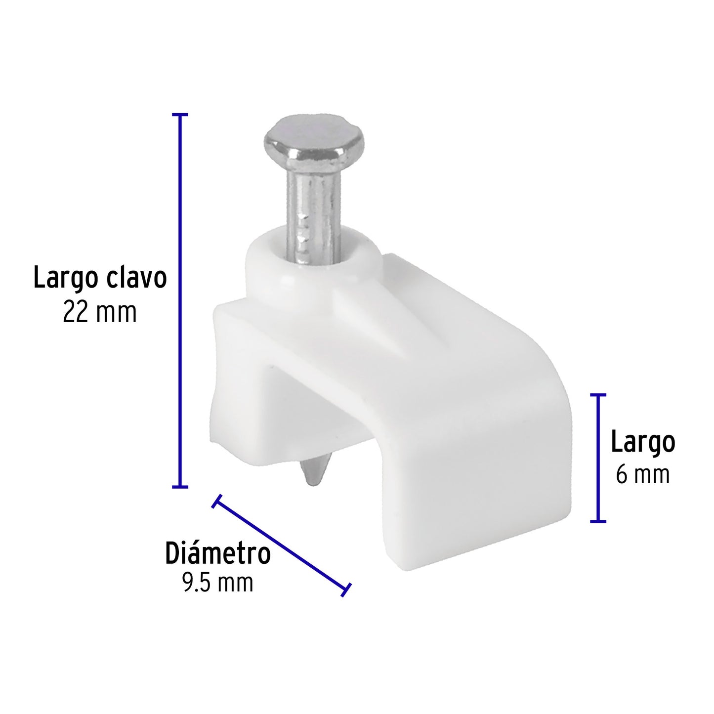 Bolsa con 500 grapas blancas de 6 x 9.5 mm para cable plano GPL-10BG 43046 MM00