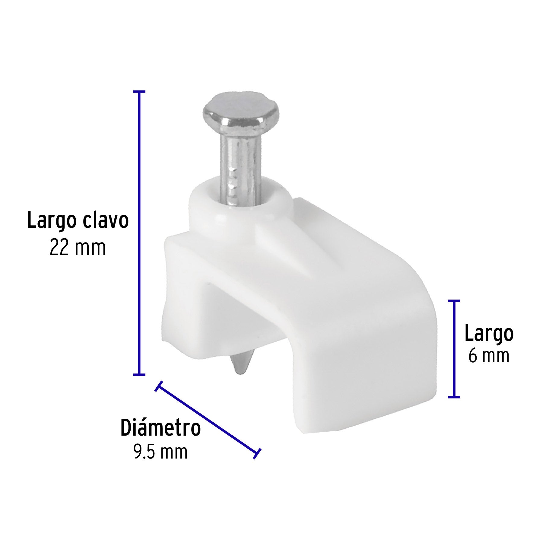 Bolsa con 20 grapas blancas de 6 x 9.5 mm para cable plano GPL-10B 48279 MM00