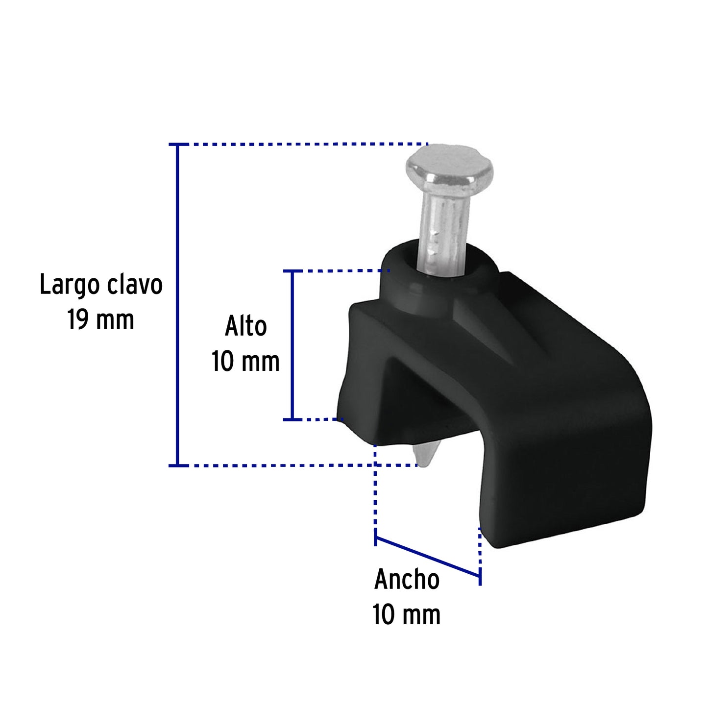 Bolsa con 20 grapas negras de 6 x 9.5 mm para cable plano GPL-10N 48035 MM00