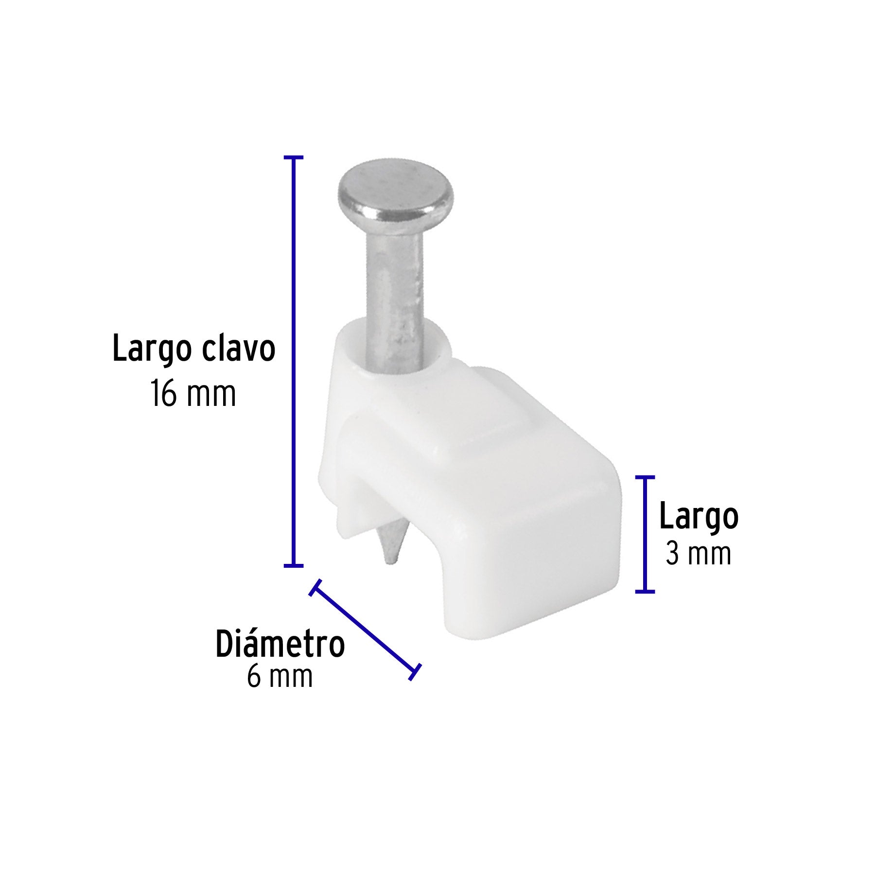 Bolsa con 20 grapas blancas de 3 x 6 mm para cable plano GPL-5B 48277 MM00