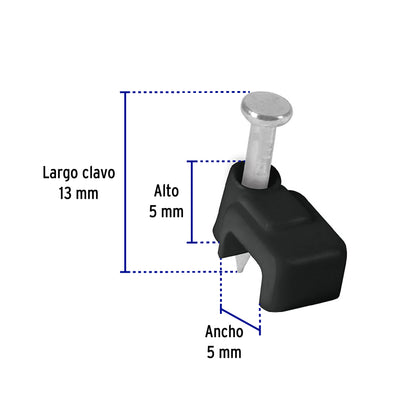 Bolsa con 20 grapas negras de 3 x 6 mm para cable plano GPL-5N 48033 MM00