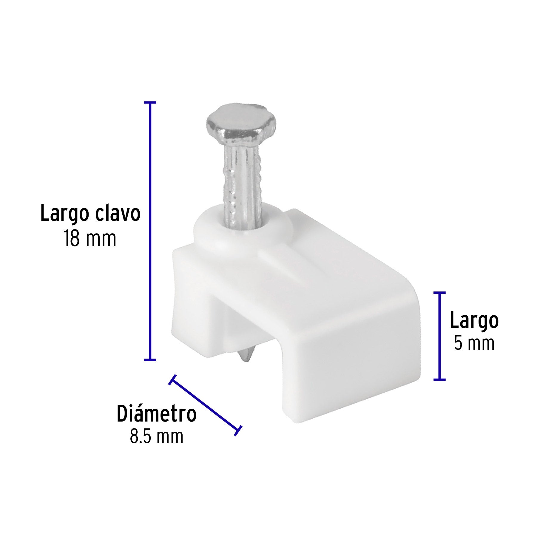 Bolsa con 500 grapas blancas de 5 X 8.5 mm para cable plano GPL-8BG 43045 MM00