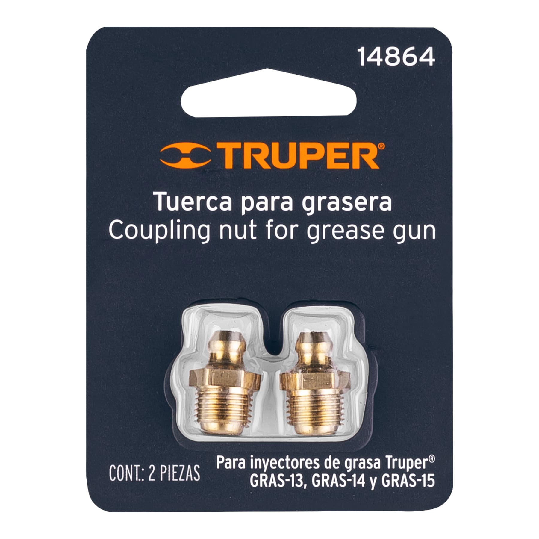 Tuercas para inyectores de grasa, 2 piezas, Truper GRAS-NUT 14864 MM00