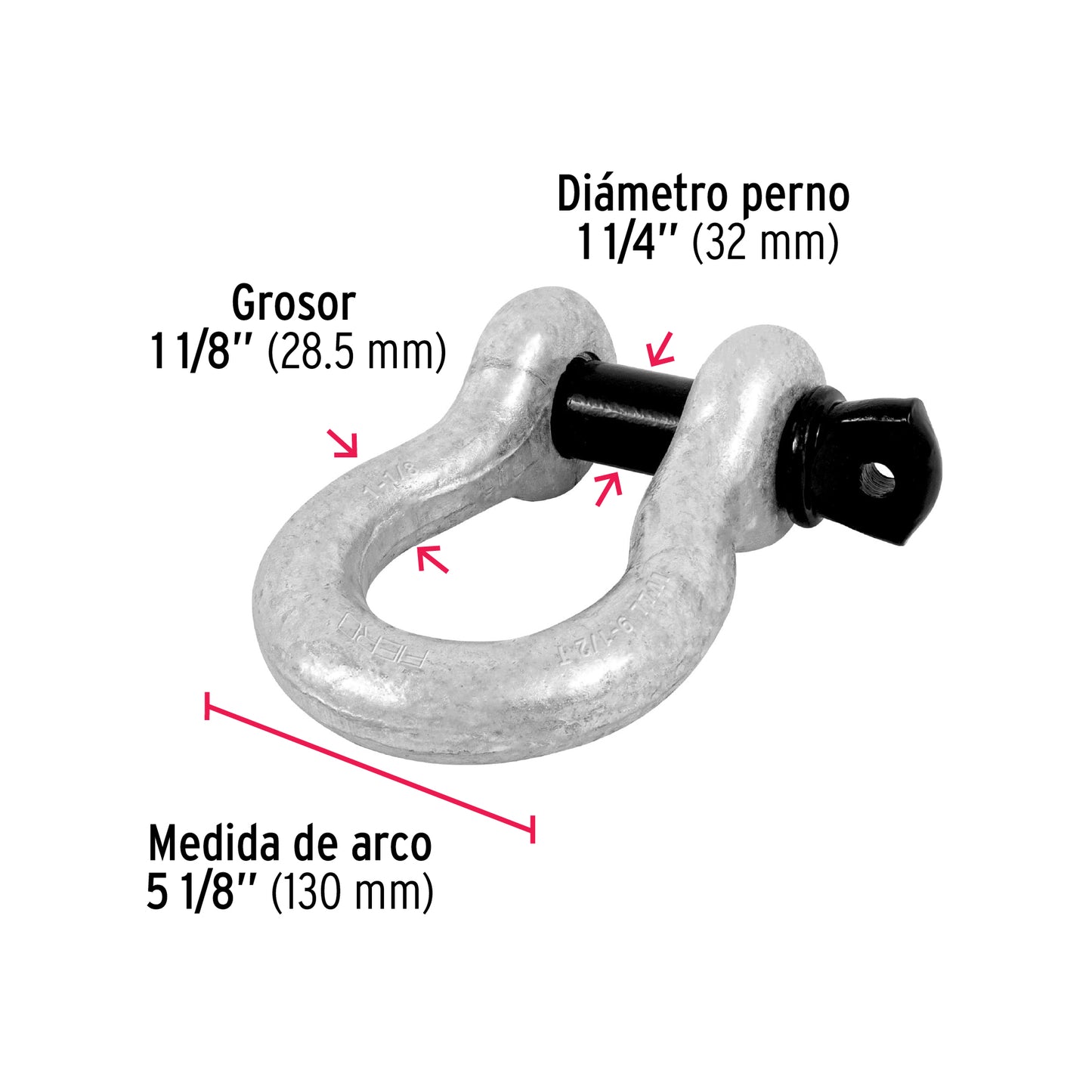 Grillete de acero forjado 1-1/8', Fiero GRI-1-1/8 44976 MM00