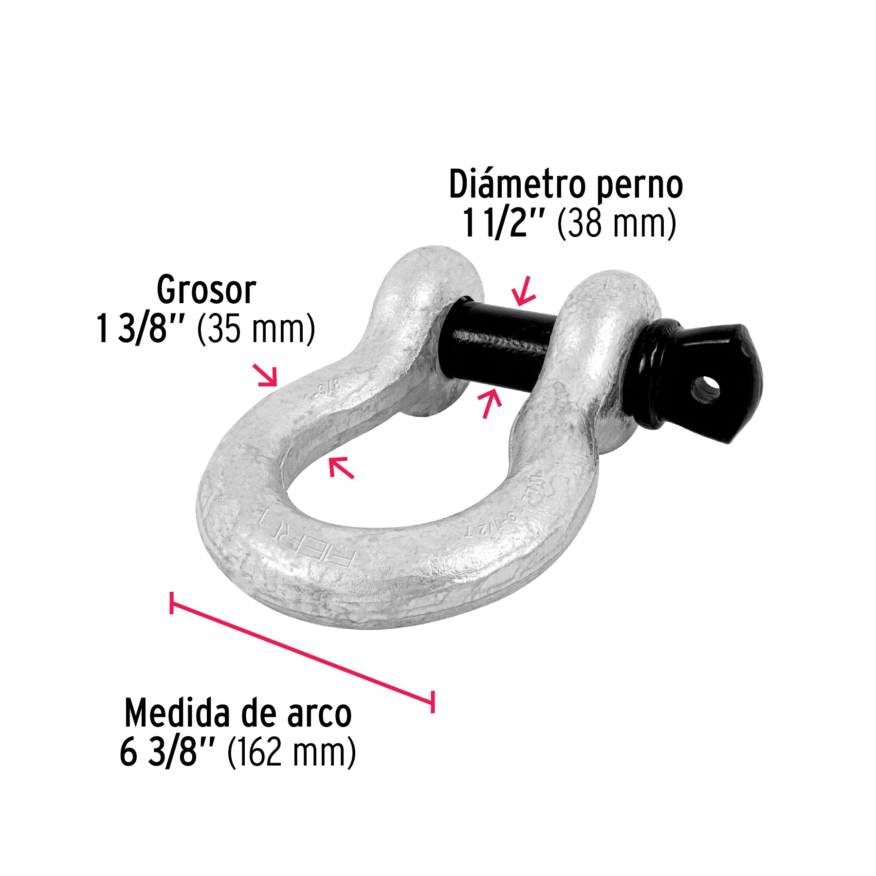 Grillete de acero forjado 1-3/8', Fiero GRI-1-3/8 44978 MM00