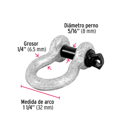 Grillete de acero forjado 1/4', Fiero GRI-1/4 44967 MM00