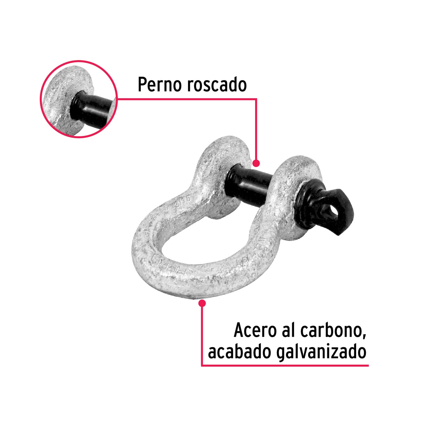 Grillete de acero forjado 3/16', Fiero GRI-3/16 44966 MM00