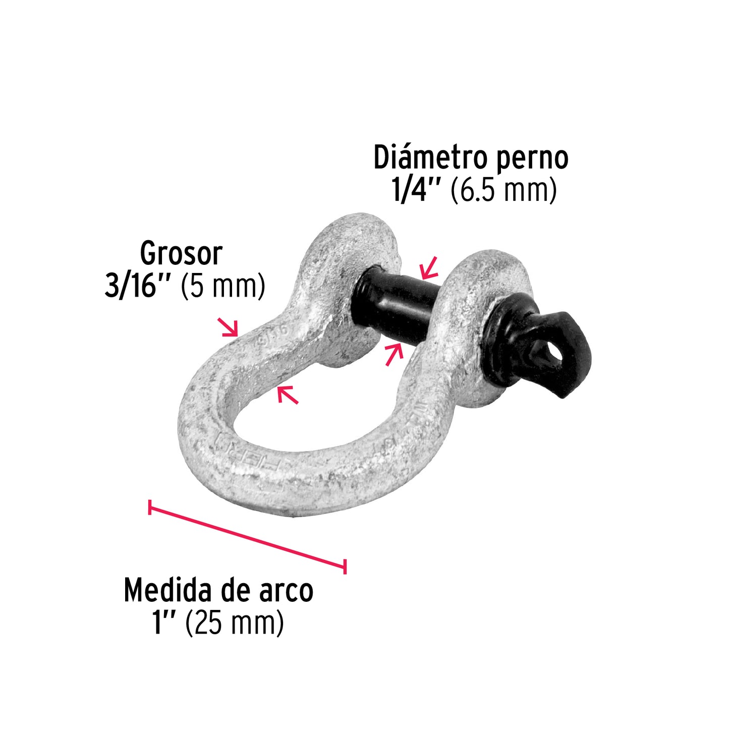 Grillete de acero forjado 3/16', Fiero GRI-3/16 44966 MM00