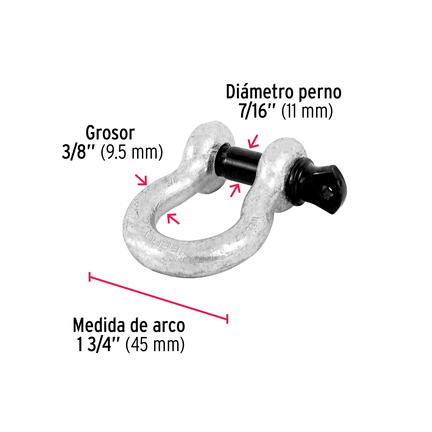 Grillete de acero forjado 3/8', Fiero GRI-3/8 44969 MM00