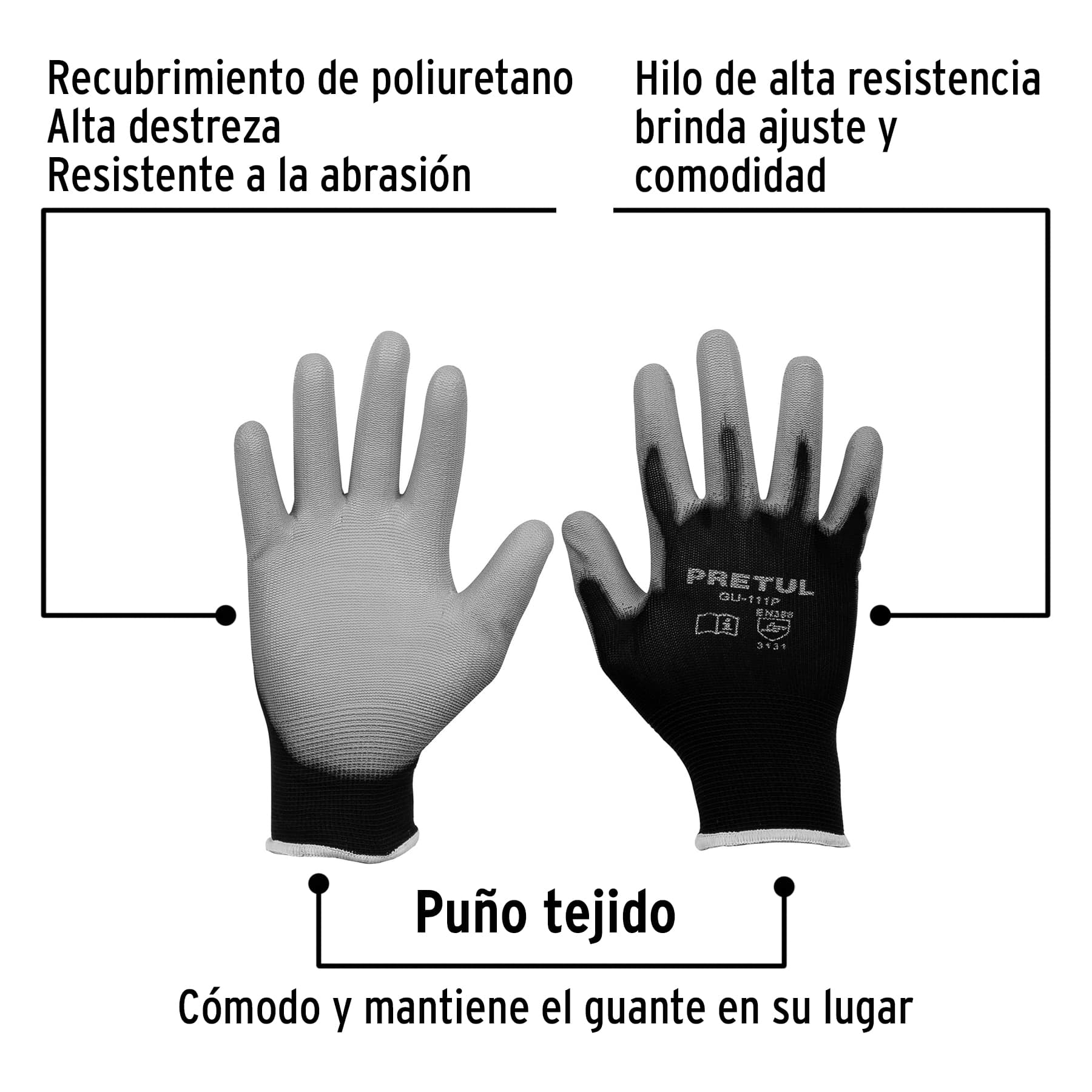 Guantes de nylon recubiertos de poliuretano, CH, Pretul GU-111P 20029 MM00