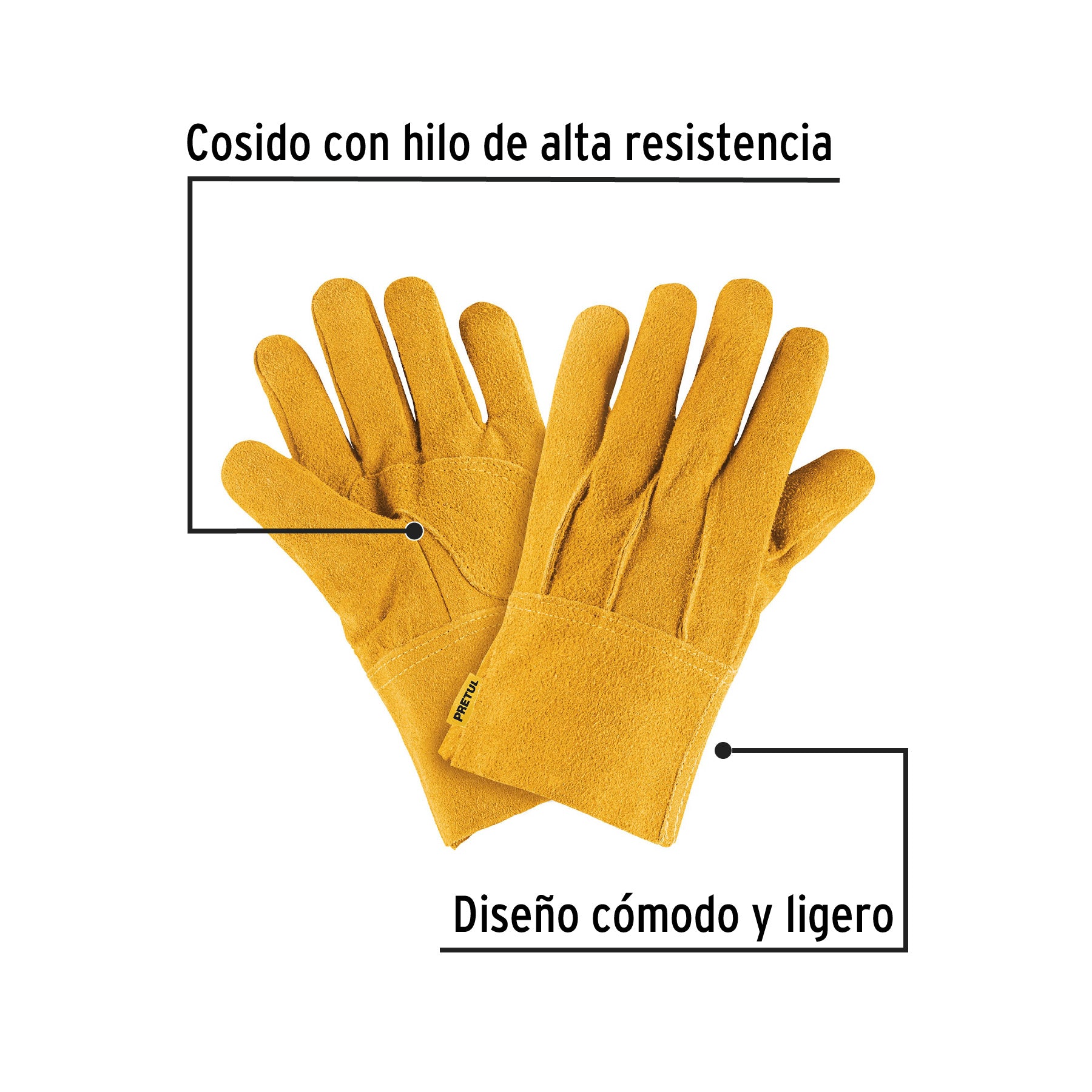 Guantes de carnaza, cortos, Pretul GU-225 23262 MM1