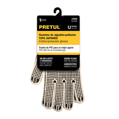 Guantes de algodón con puntos de PVC en palma y dorso,Pretul GU-425 21830 MM00