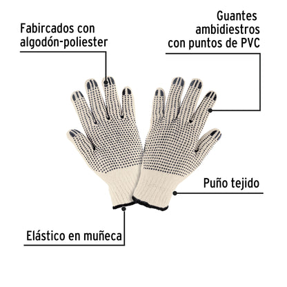 Guantes de algodón con puntos de PVC en palma y dorso,Pretul GU-425 21830 MM00