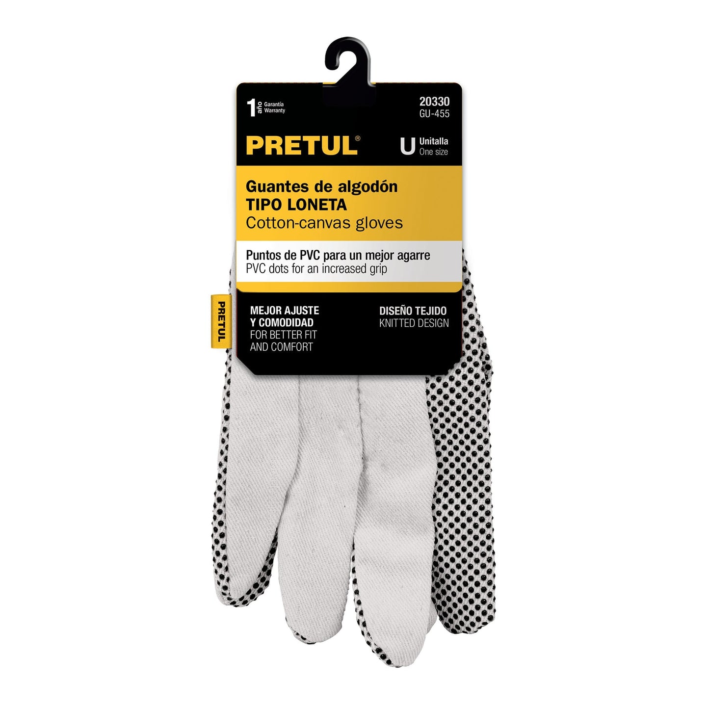 Guantes de algodón con puntos PVC en palma, unitalla, Pretul GU-455 20330 MM00