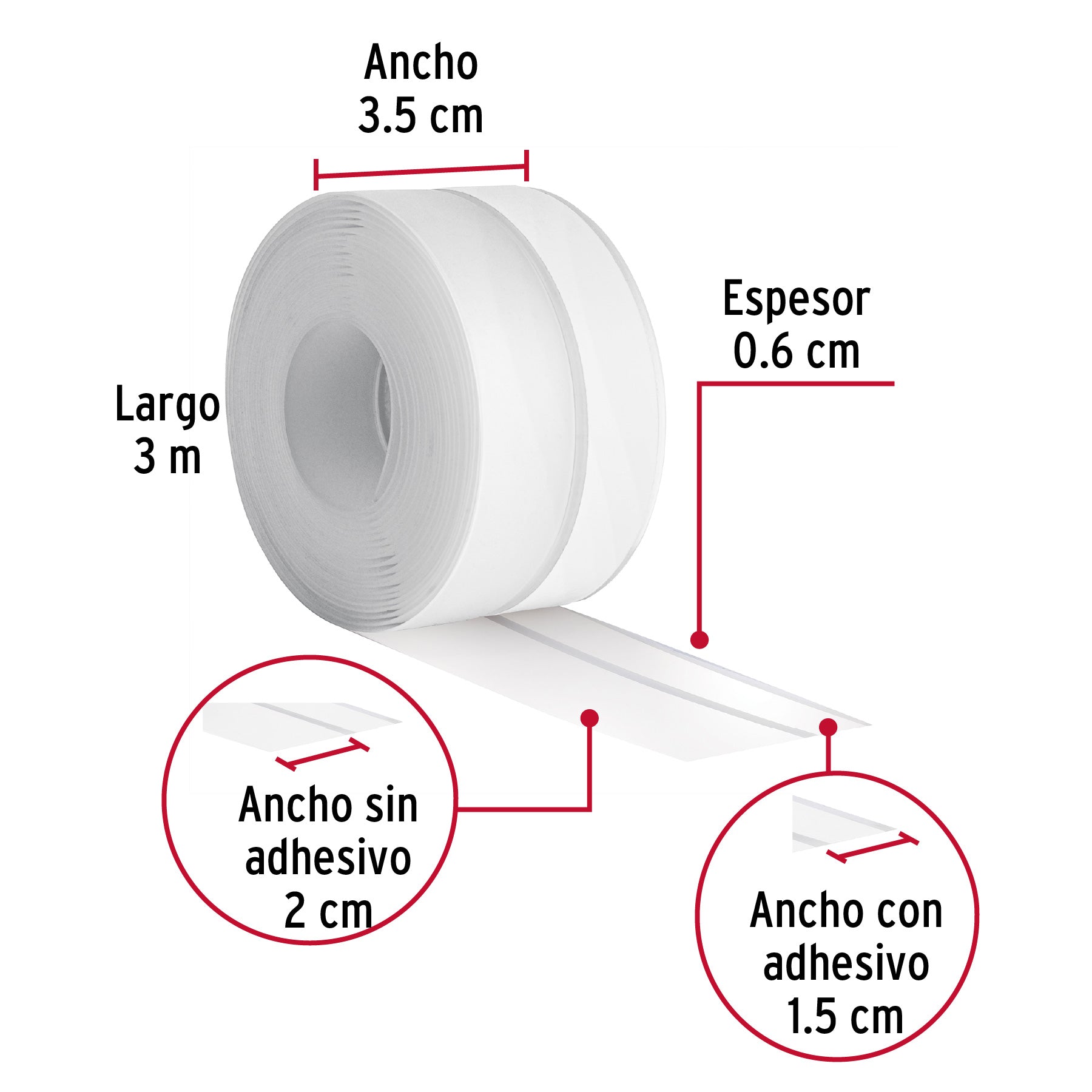 Cinta guardapolvo 3 m x 35 mm, transparente, Hermex GUPO-203 48466 MM00