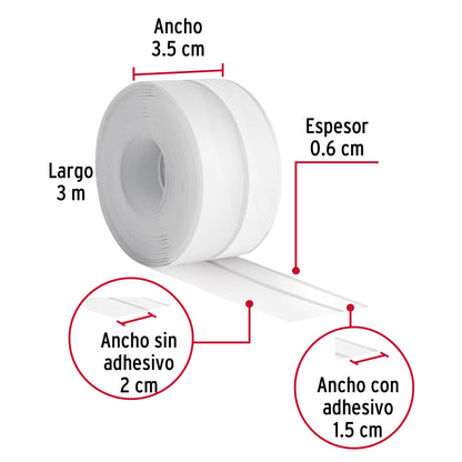 Cinta guardapolvo 3 m x 35 mm, transparente, Hermex GUPO-203 48466 MM00