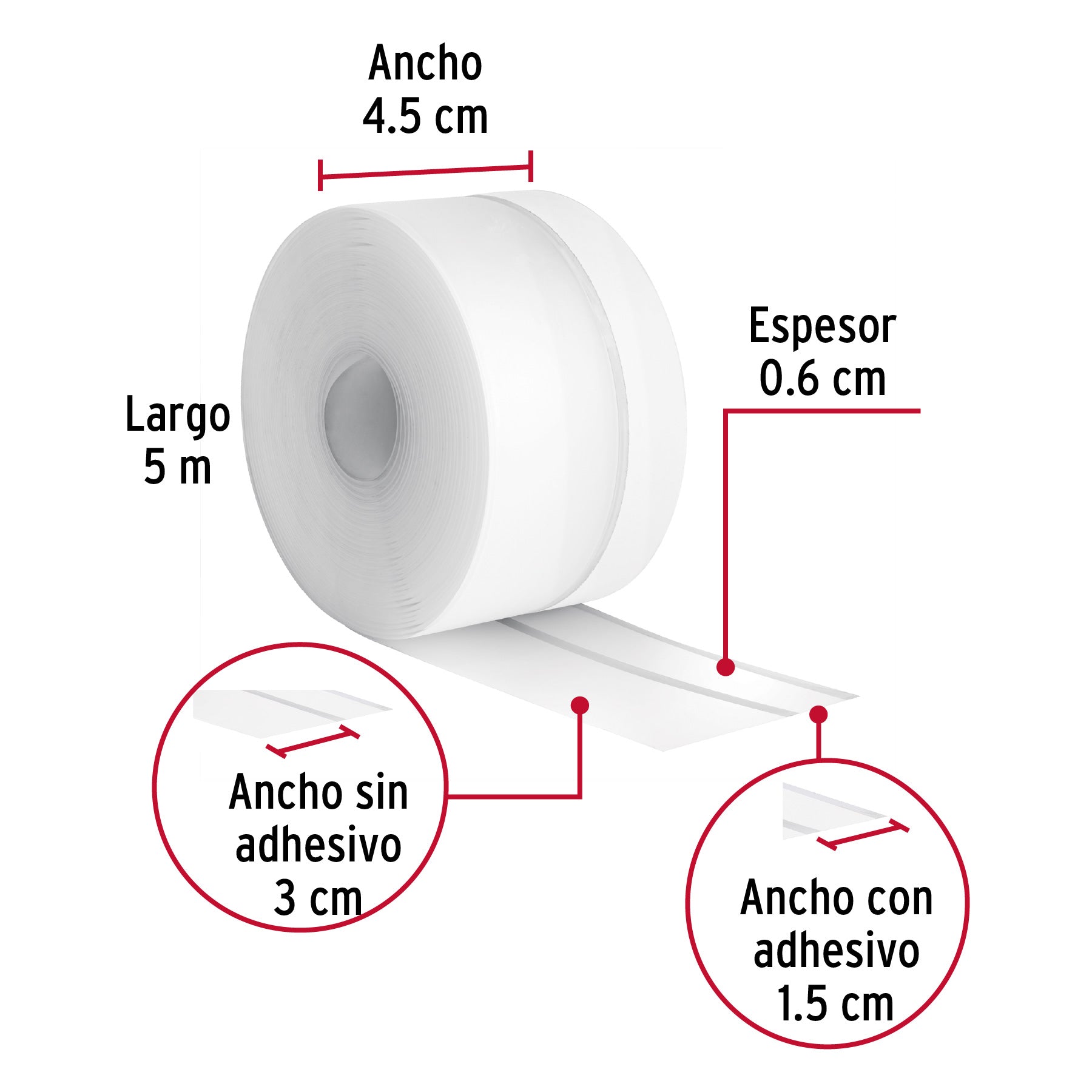 Cinta guardapolvo 5 m x 45 mm, transparente, Hermex GUPO-205 48465 MM00